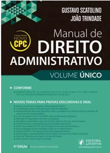 Manual De Direito Administrativo João Trindade 2016 Vol Únic