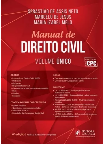 Manual De Direito Civil Volume Único 6ª Ed. 2017 – Sebastião